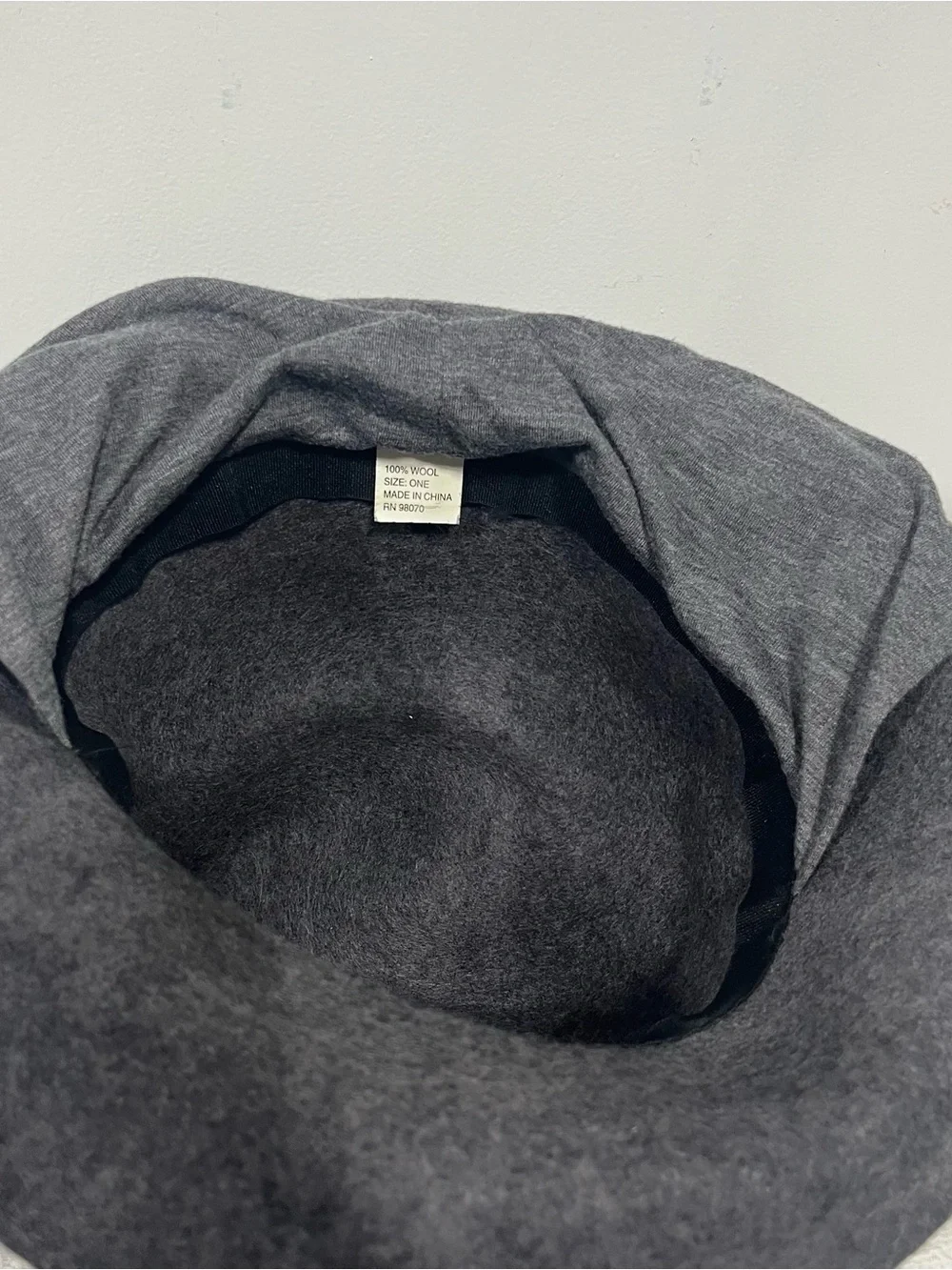 Women's Charcoal Gray Wool Bowler Scarf Hat with Ties